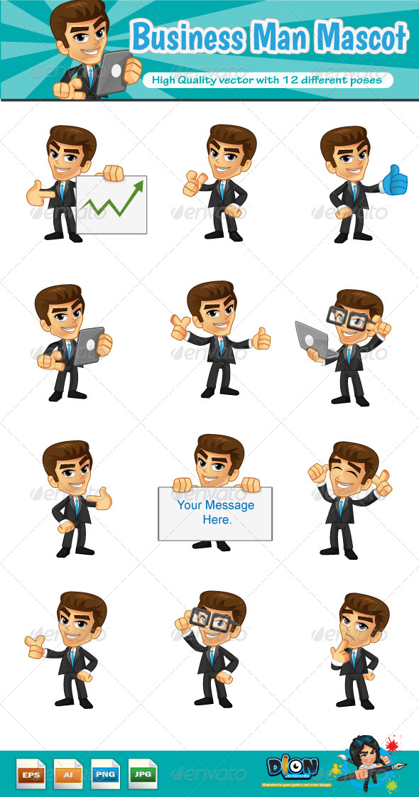 GraphicRiver Business Man Mascot 8279671 GraphicRiver Business Man Mascot 8279671