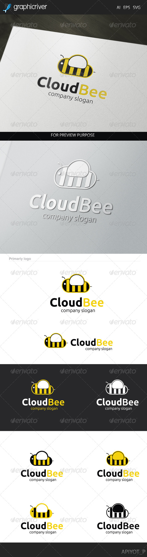 GraphicRiver Cloud Bee Logo 8281108 GraphicRiver Cloud Bee Logo 8281108