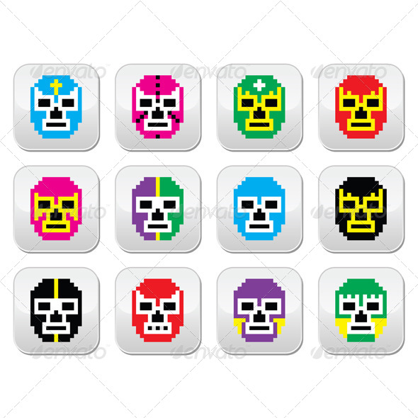 Lucha Libre Pixelated Mexican Wrestling (Sports/Activity)