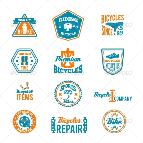 Set of Bicycling Label (Sports/Activity)