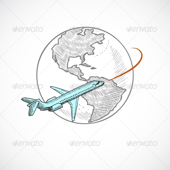 Aircraft and Globe Icon (Travel)