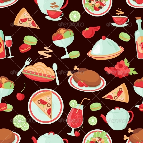 Restaurant Seamless Pattern (Backgrounds)