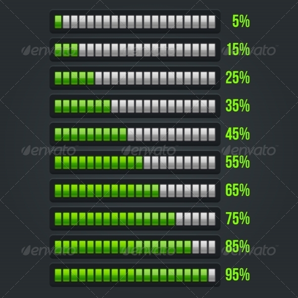 Green Progress Bar Set Green Progress Bar Set