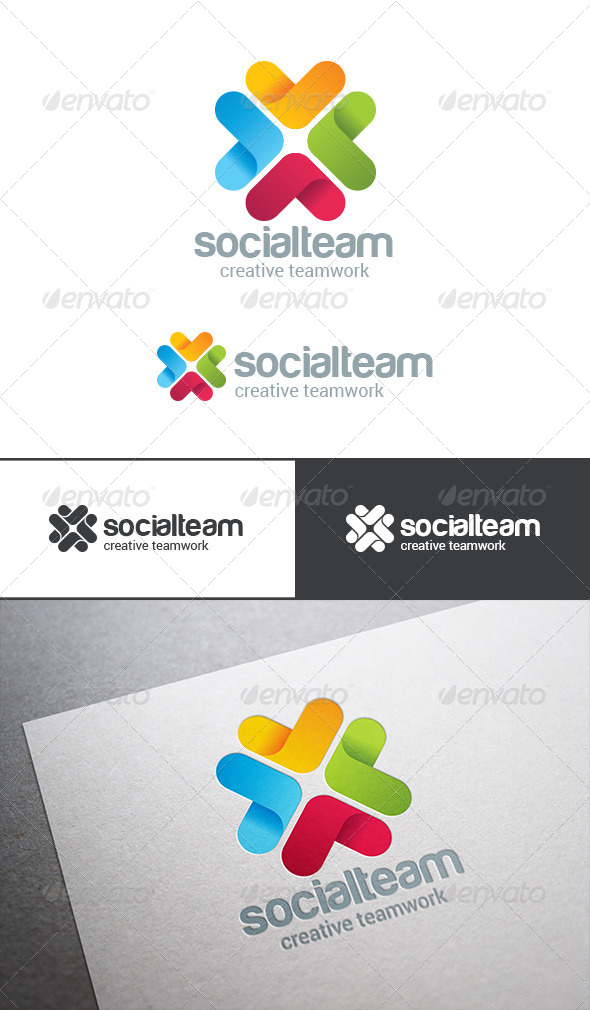 Social Team Work Web Technology Logo Social Team Work Web Technology Logo