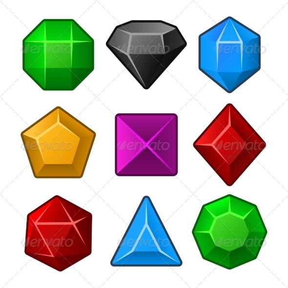 Set of Multicolored Gems for Match Games (Miscellaneous)