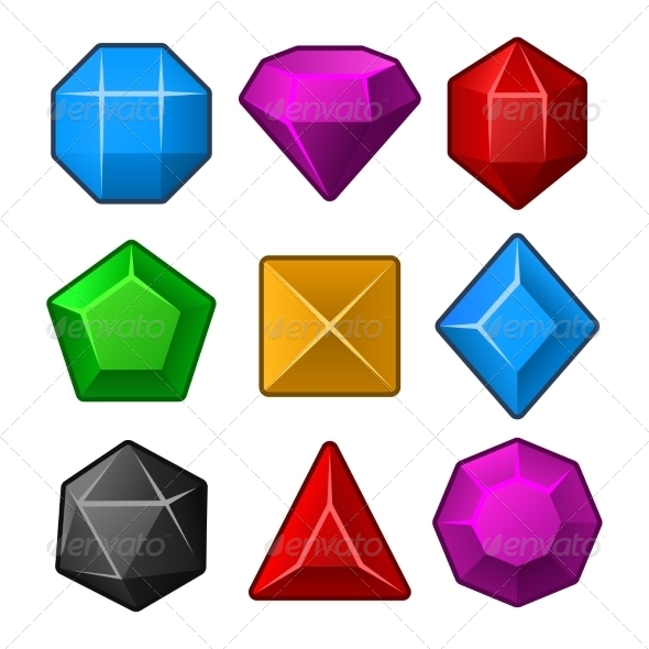 Set of Multicolored Gems for Match Games (Miscellaneous)