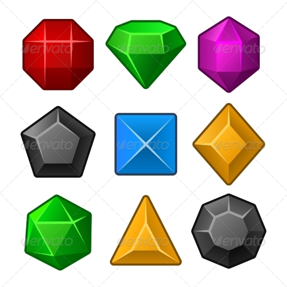 Set of Multicolored Gems for Match Games (Miscellaneous)