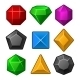 Set of Multicolored Gems for Match Games