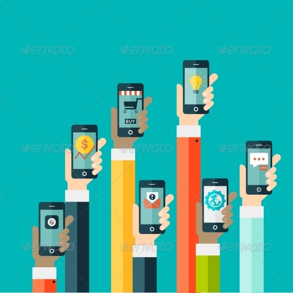 Concept of Mobile App in Flat Design Concept of Mobile App in Flat Design