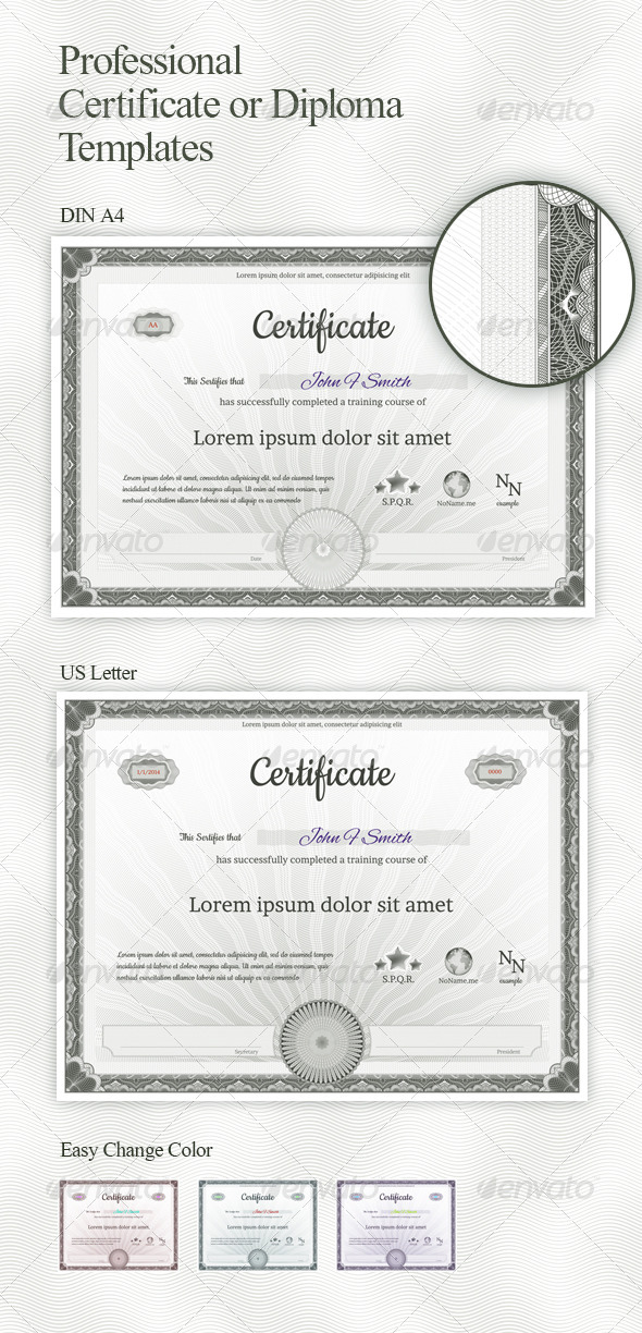 Guilloche Certificate or Diploma Templates Guilloche Certificate or Diploma Templates