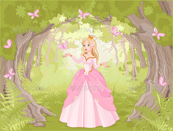GraphicRiver Strolling Princess in the Woods 8292647 GraphicRiver Strolling Princess in the Woods 8292647