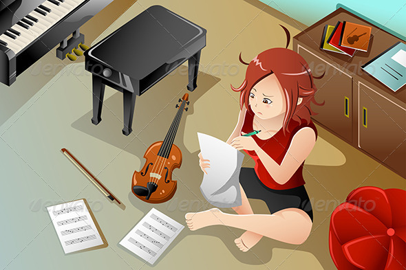 GraphicRiver Songwriter with her Violin 8292693 GraphicRiver Songwriter with her Violin 8292693