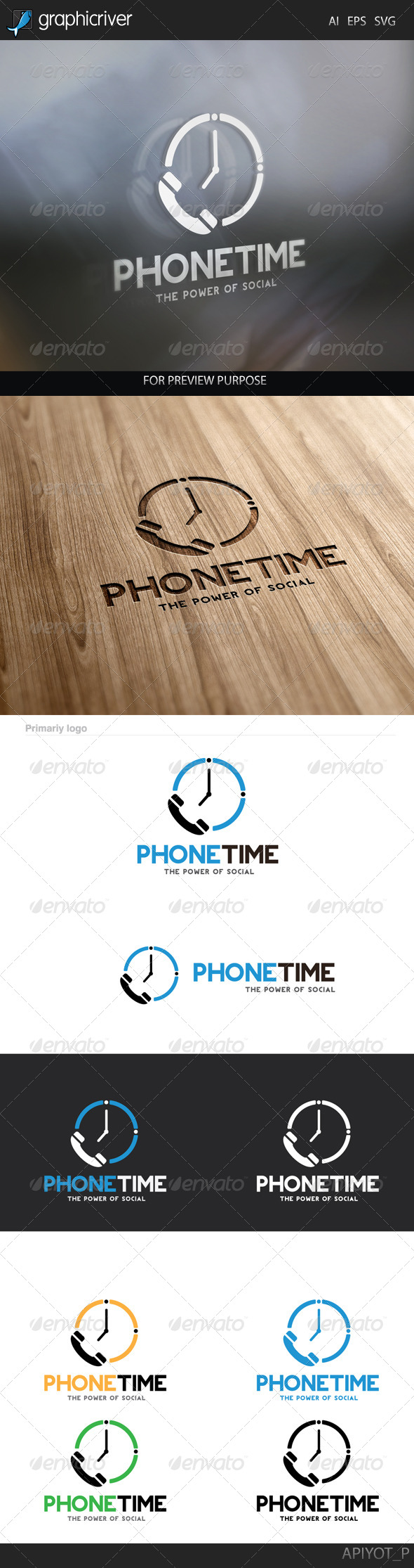 GraphicRiver Phone Time Logo 8292810 GraphicRiver Phone Time Logo 8292810