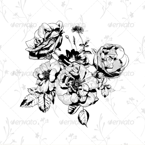 Black and White Floral Greeting Card (Patterns)