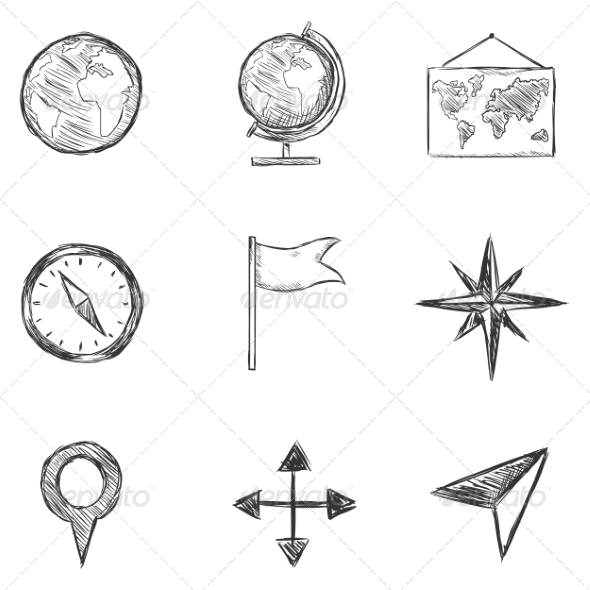 GraphicRiver Set of Sketch Geography and Navigation Icons 8294823 GraphicRiver Set of Sketch Geography and Navigation Icons 8294823