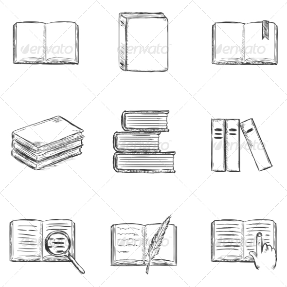 GraphicRiver Set of Sketch Books Icons 8294829 GraphicRiver Set of Sketch Books Icons 8294829