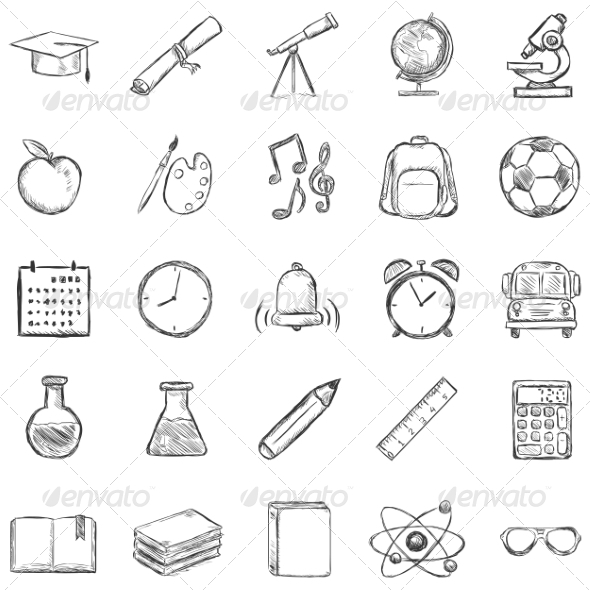 GraphicRiver Set of 25 Sketch School Icons 8294830 GraphicRiver Set of 25 Sketch School Icons 8294830