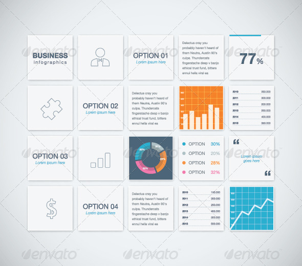 Modern Infographic Business Vector Template Boxes