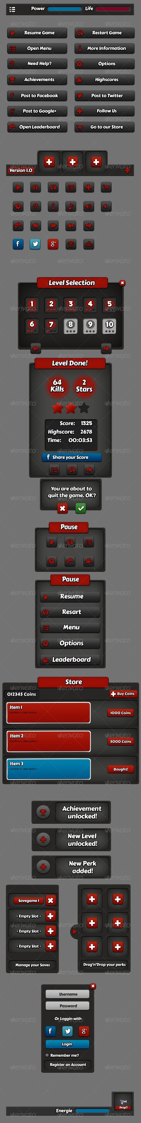 GraphicRiver Mobile Game UI User Interface Modern Red Style 8295514 GraphicRiver Mobile Game UI User Interface Modern Red Style 8295514