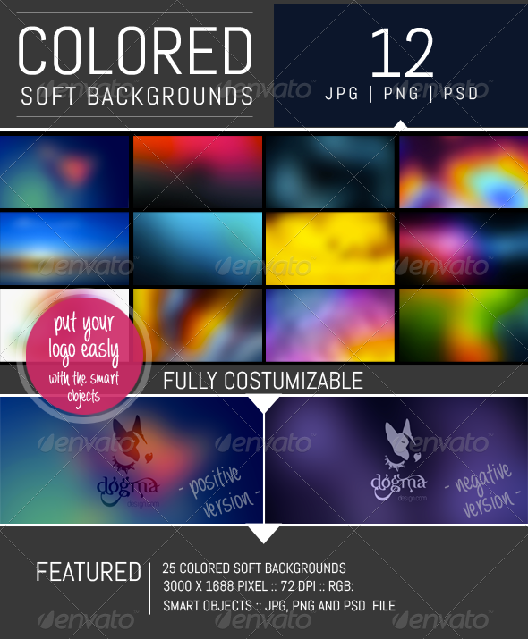 12 Colored Soft Backgrounds 12 Colored Soft Backgrounds