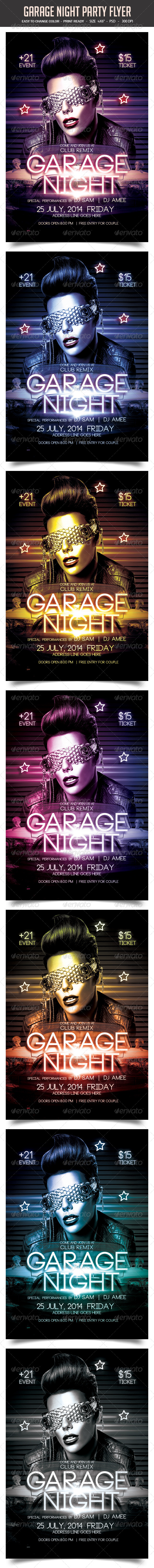 Garage Night Party Flyer (Clubs & Parties)