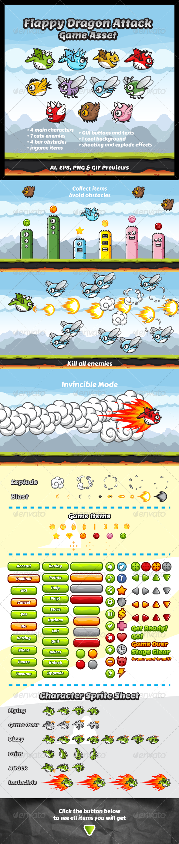 Game Asset Flappy Dragons Attack Sprite Sheets Game Asset Flappy Dragons Attack Sprite Sheets