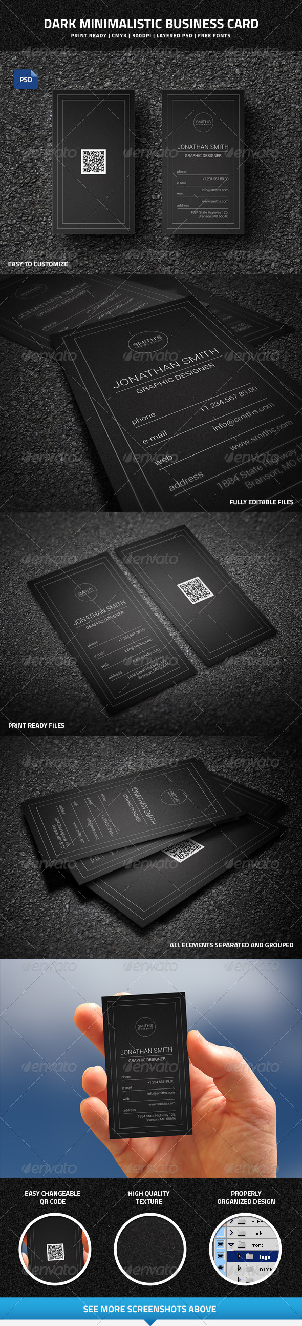 GraphicRiver Dark Minimalistic Business Card with QR code 8311563 GraphicRiver Dark Minimalistic Business Card with QR code 8311563