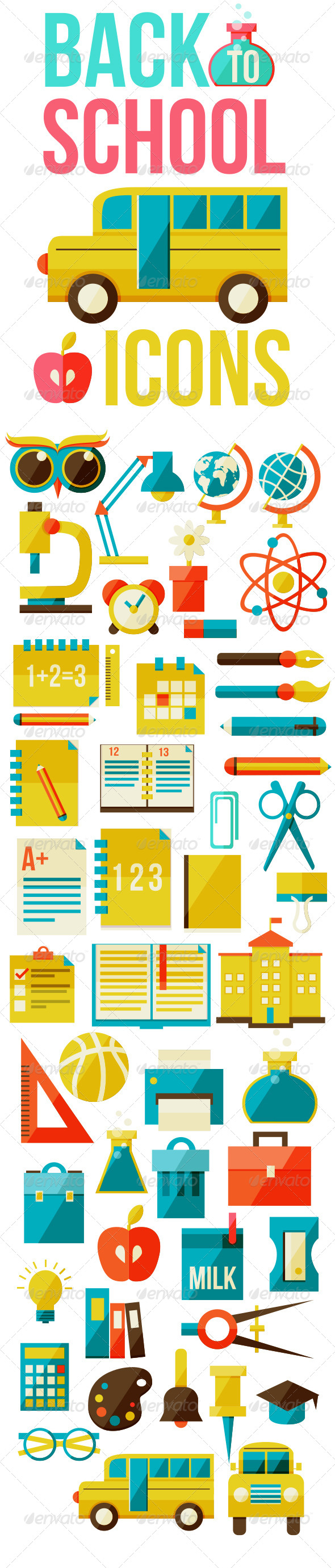 Set of Flat School Icons Set of Flat School Icons