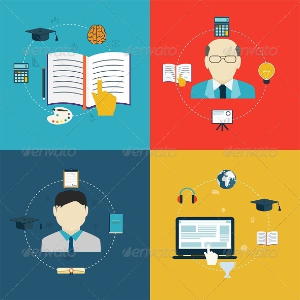 GraphicRiver Flat Design Icons of Education 8316280 GraphicRiver Flat Design Icons of Education 8316280