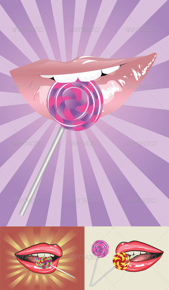 GraphicRiver Lips and Tasty Lollipop 8316401 GraphicRiver Lips and Tasty Lollipop 8316401