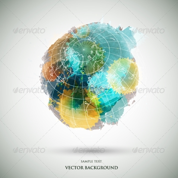 Vector Grunge Watercolor Colored Earth Vector Grunge Watercolor Colored Earth