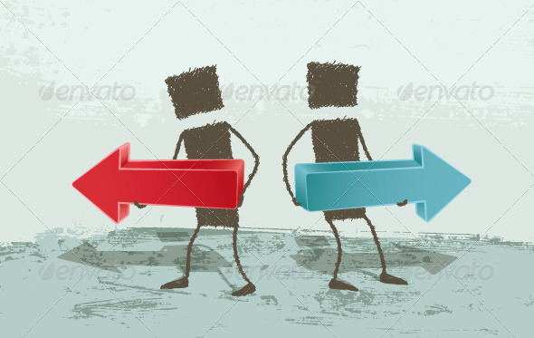 Business Concepts Opposite Directions Business Concepts Opposite Directions