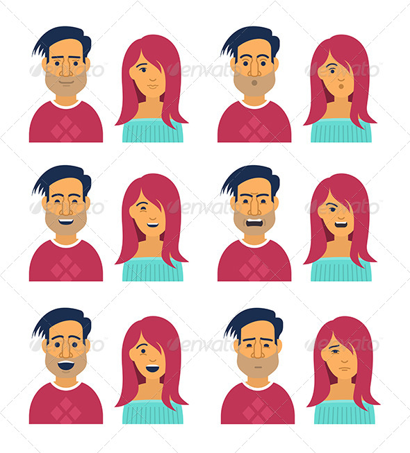 GraphicRiver Facial Expressions of Woman and Man 8317262 GraphicRiver Facial Expressions of Woman and Man 8317262