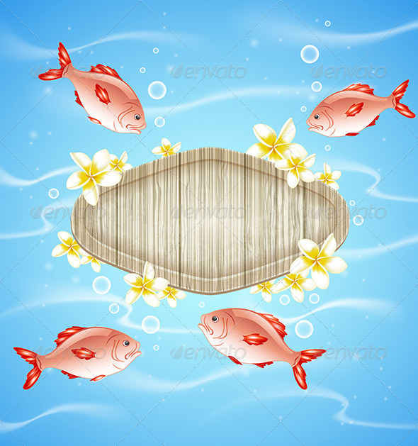 Blue Summer Background with Fish (Animals)