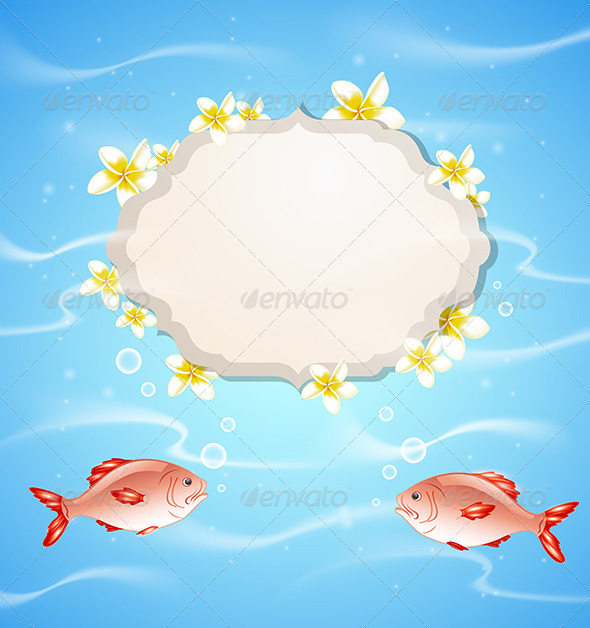 Blue Summer Background with Label (Animals)