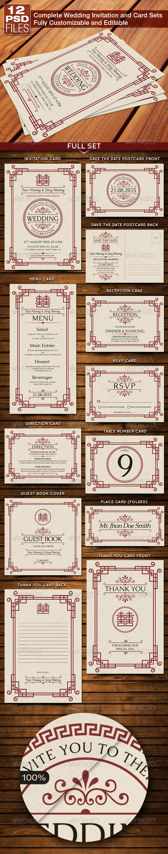 GraphicRiver Oriental Style Wedding Invitation and Card Sets 8318033 GraphicRiver Oriental Style Wedding Invitation and Card Sets 8318033