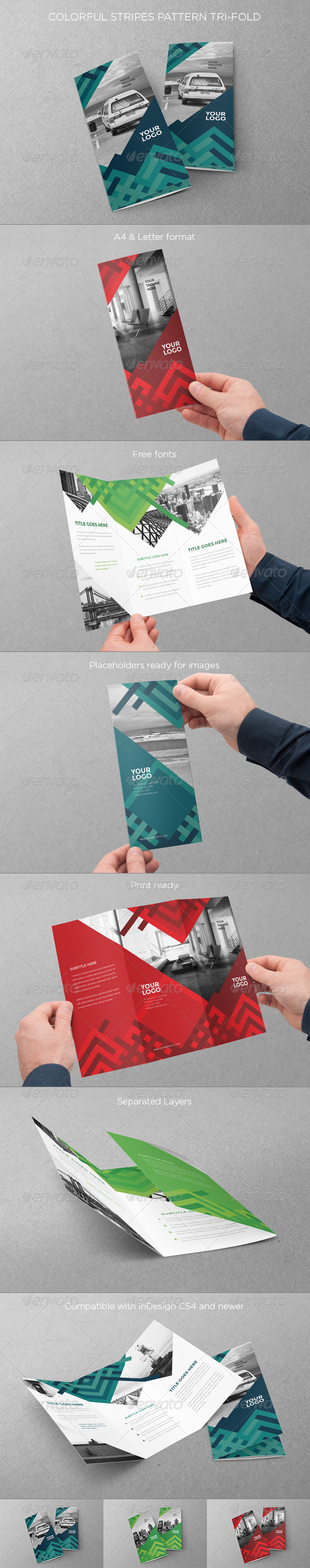 GraphicRiver Colorful Stripes Pattern Trifold 8318081 GraphicRiver Colorful Stripes Pattern Trifold 8318081