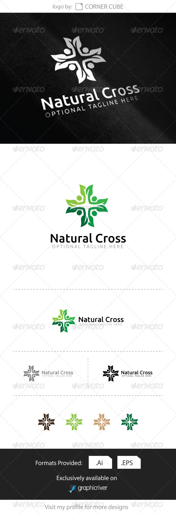 GraphicRiver Natural Cross Logo 8318964 GraphicRiver Natural Cross Logo 8318964