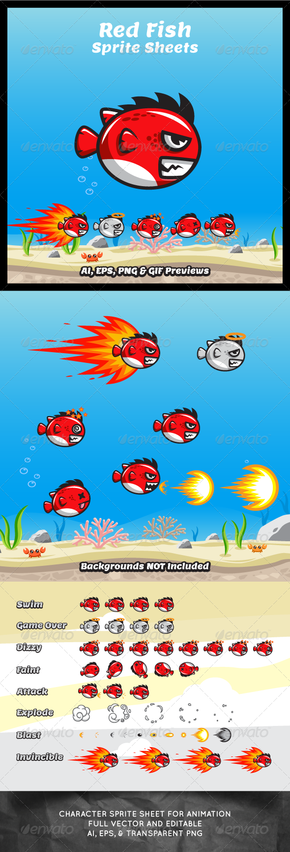 GraphicRiver Red Fish Game Character Sprite Sheets 8320359 GraphicRiver Red Fish Game Character Sprite Sheets 8320359