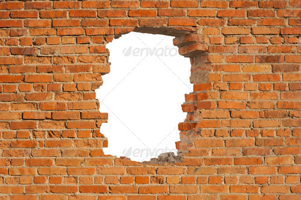 White hole in old wall