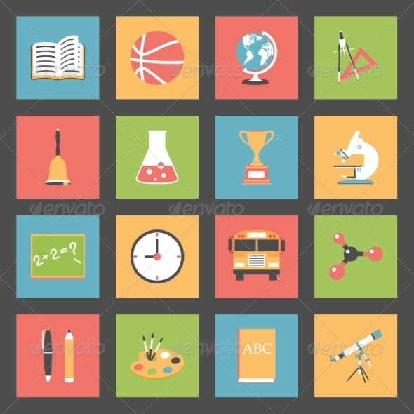 GraphicRiver School Flat Icons Set 8321769 GraphicRiver School Flat Icons Set 8321769