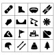 Set Icons of Skiing and Snowboarding