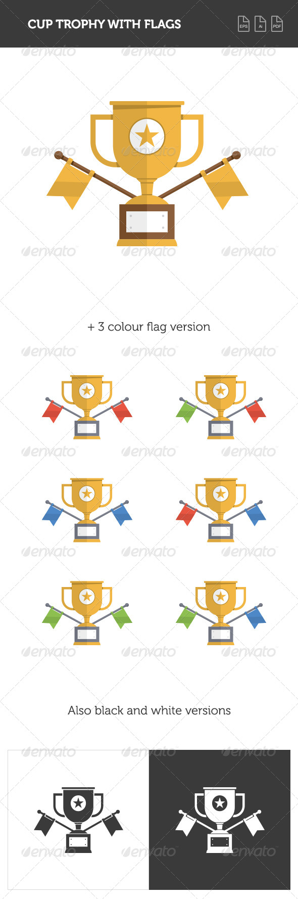 Trophy Cup with Flags