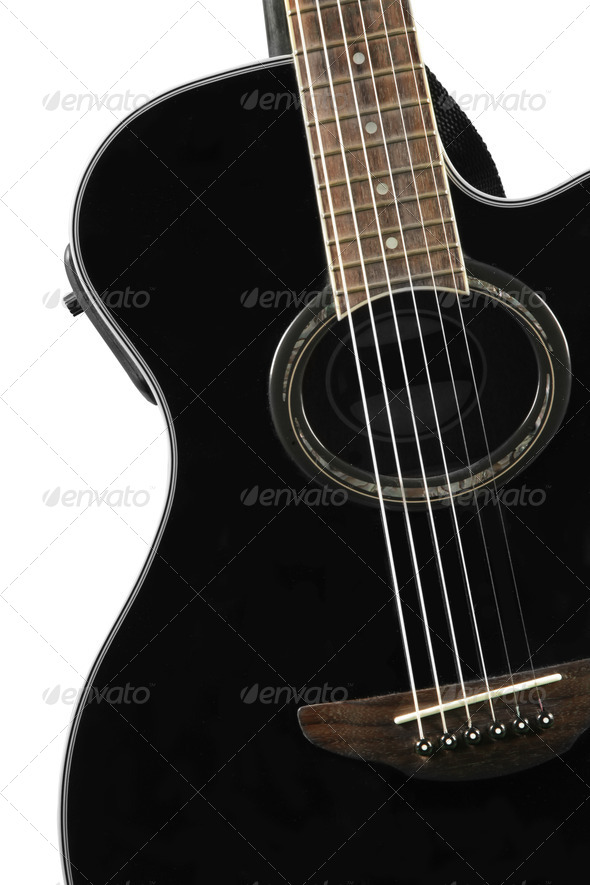 black guitar close up