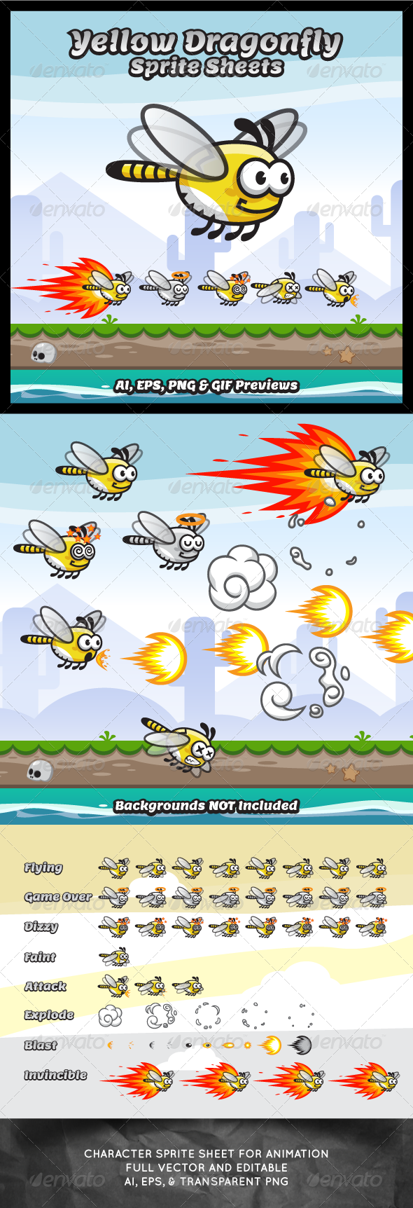 GraphicRiver Yellow Dragonfly Sprite Sheets 8327864 GraphicRiver Yellow Dragonfly Sprite Sheets 8327864