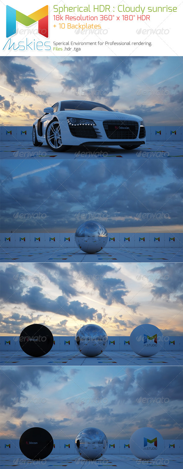 3DOcean Spherical HDRI Cloudy sunrise full sky 8329915 3DOcean Spherical HDRI Cloudy sunrise full sky 8329915