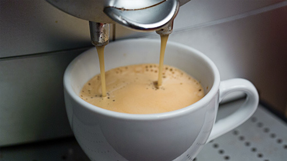 Coffee Machine Making Espresso into a Cap 817 Coffee Machine Making Espresso into a Cap 817