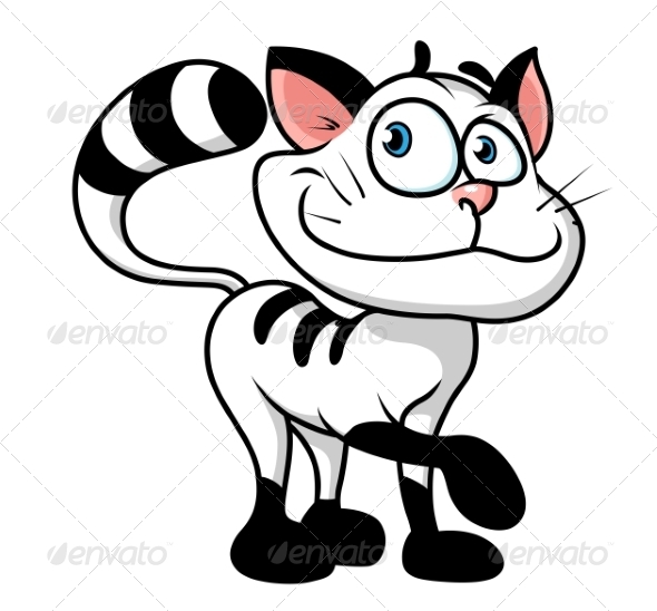 GraphicRiver Black and White Striped Cartoon Cat 8337258 GraphicRiver Black and White Striped Cartoon Cat 8337258