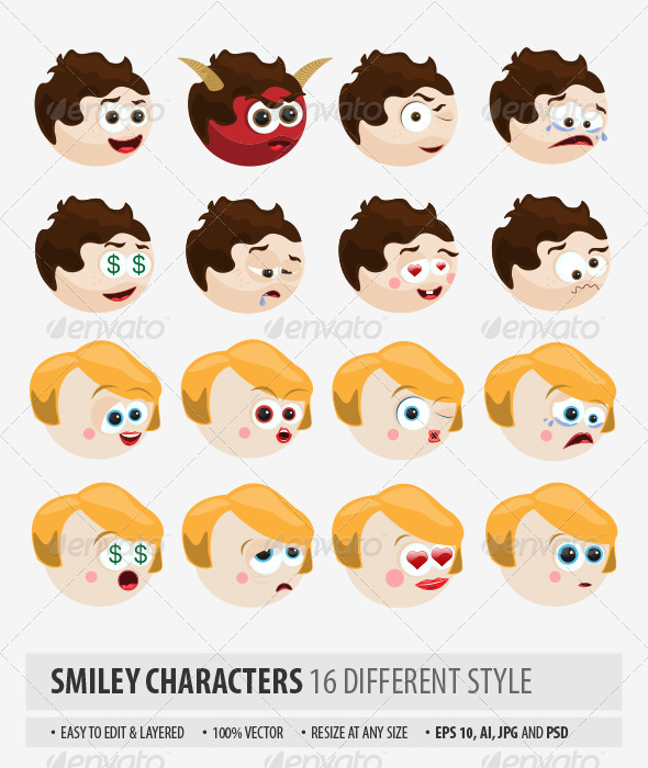 GraphicRiver Smiley Characters 8337375 GraphicRiver Smiley Characters 8337375