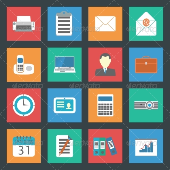 GraphicRiver Office Flat Icons Set 8338410 GraphicRiver Office Flat Icons Set 8338410
